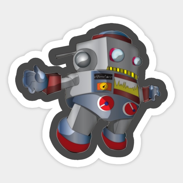 Vintage Robot Sticker by Ramen Studio 